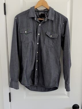 7 Diamonds Men's Charcoal Gray Long Sleeve Button-Down Shirt